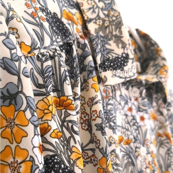 H&M Floral Blouse Blue Yellow Size 6 - Picture 4 of 5